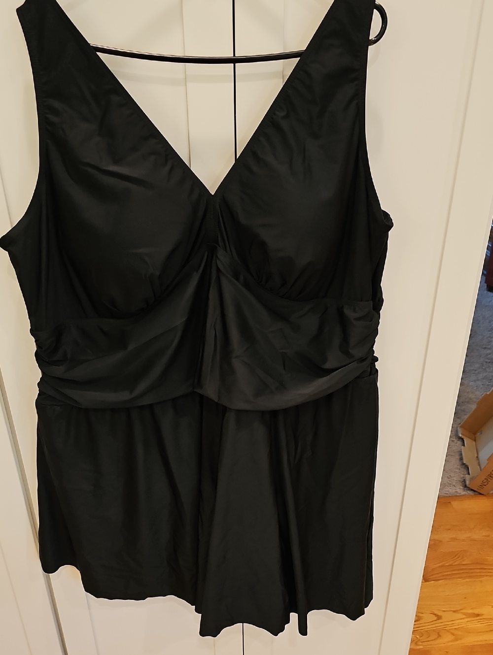Torrid Black V-Neck Swimsuit SIZE 6X with an overlay skirt